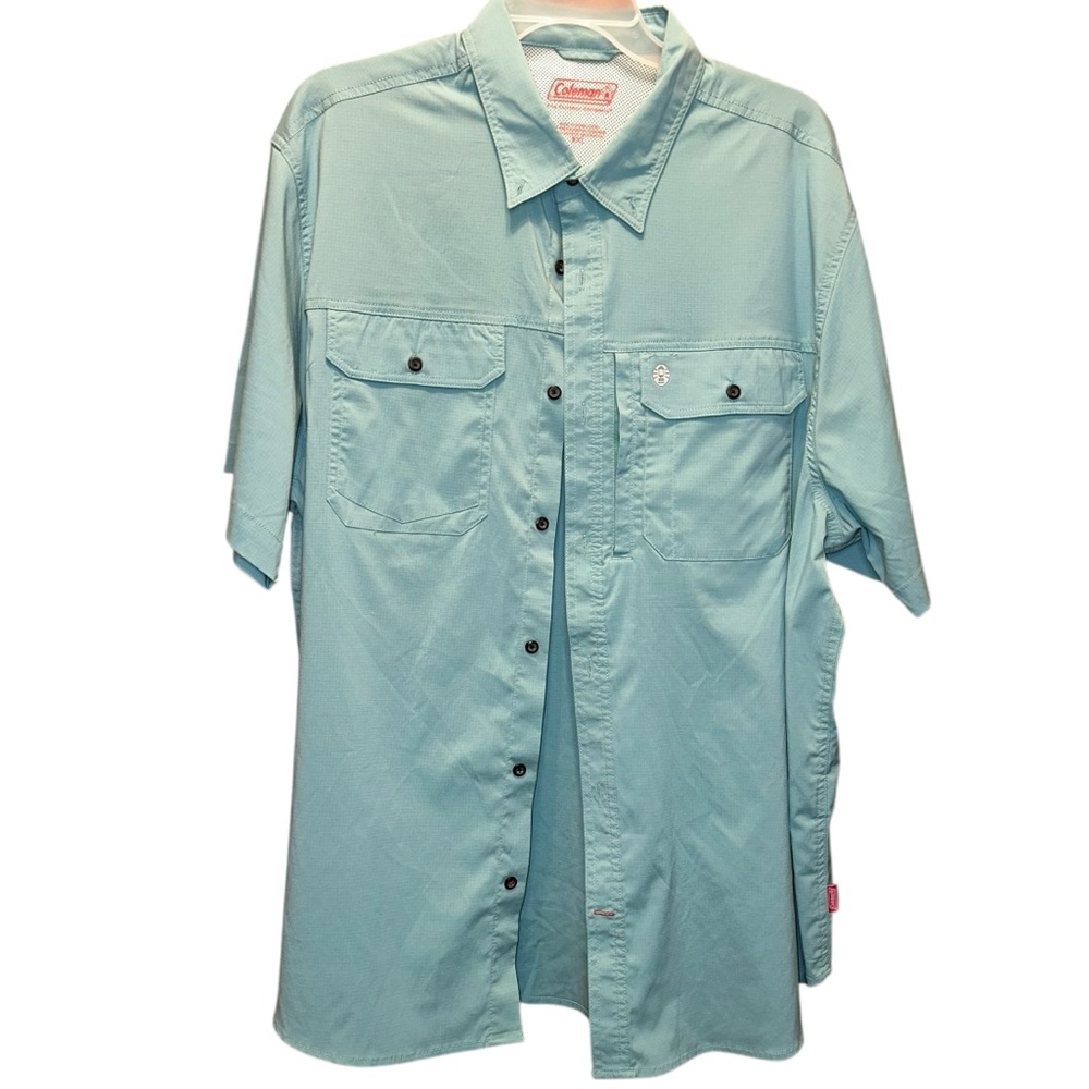 Coleman Outdoor‎ Men's Vented turquoise Button Up Shirt Short Sleeve XXL